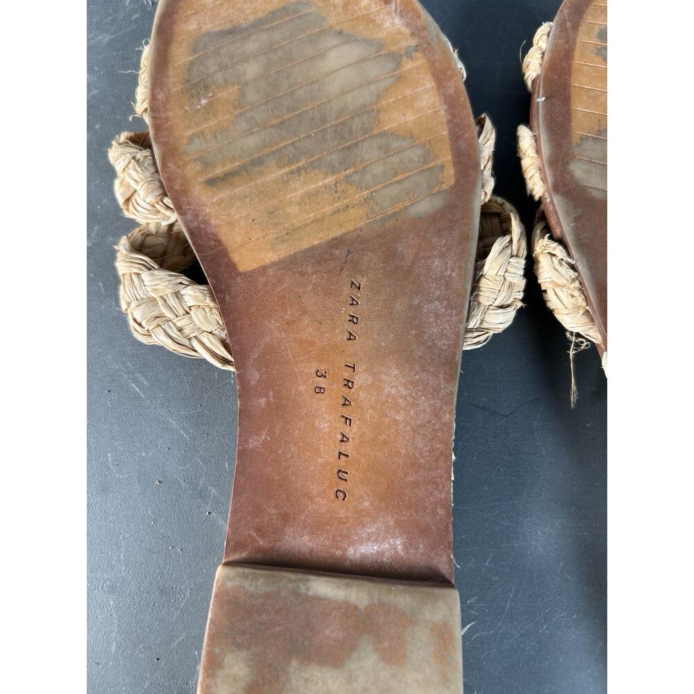 Zara Trafaluc Women's String‎ Flip Flops Brown Women Size 38 - Picture 3 of 3